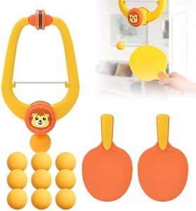 Door Plunking Game, 2026 New Hanging Table Tennis Trainer Portable Set, Adjustable Ping Pong Doorway Game for Kids with Racket and Balls (Yellow 9PCS)