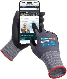 KAYGO Safety Work Gloves MicroFoam Nitrile Coated-12 Pairs KG18NB,Seamless Knit Nylon Glove with full fingers Touchscreen, Ideal for General Purpose,Automotive,Home Improvement, Black,S