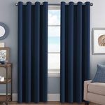 H.VERSAILTEX Premium Blackout Navy Curtains Thermal Insulated Home Fashion Window/Door Panel Drapes for Living Room,Antique Grommets,52" W x 84" L - Set of 2