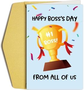 Oamiolek Happy Boss's Day Card from All Of Us, Boss Day Card for Men Women, Champions Trophy Boss's Day Card from Group Team