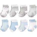 Hudson Baby Unisex Baby Cotton Rich Newborn and Terry Socks, Light Blue Gray, 0-6 Months