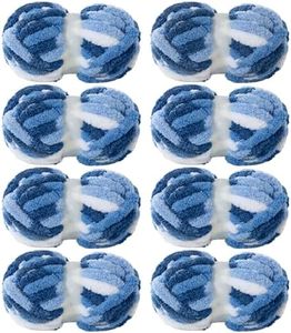 MABOZOO Tie Dye Chunky Yarn for Crocheting 8 Pack,Fluffy Jumbo Chenille Yarn,Soft Plush Yarn Bulky,Giant Thick Fuzzy Yarn for Hand Knitting or Arm Knitting,Blue Gradient(29 yds,8 oz Each Skein)