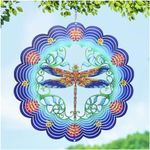 Dragonfly Wind Spinners Dragonfly Gifts for Women/Men 12 inch 3D Stainless Steel Hanging Wind Spinner Metal Wind Catchers Kinetic Sculpture for Indoor/Outdoor Decor, Yard Art, Garden Decorations