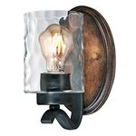 Westinghouse 6331600 Barnwell One Indoor Wall Fixture, Textured Iron and Barnwood Finish with Clear Hammered Glass, 1 Light