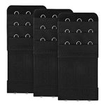 3 Pieces Bra Strap Extenders 3 Hook 3 Row Soft Stretchy Bra Extender Extension Comfortable Women's Brassiere Extenders (Black)