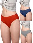 AshleyandAlvis Women's Hipster | Bamboo Micro Modal |50 wash Guarantee | Anti Bacterial |Skinny Soft Premium Panties |5X Softer| 3X Moisture Wicking (Color-Grey-Navy-RED) (Size-L) (Pack of 3)