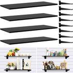 Barydat 4 Set Slatwall Shelves with Metal Brackets Set Slatwall Shelf Slatwall Knife Shelf Bracket Slatwall Shelving Wall Organizer Heavy Duty Slatwall Accessories for Garage Retail Display, Black