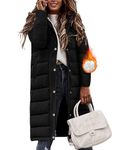 Tuopuda Women Winter Quilted Puffer Coat Lightweight Long Down Hooded Jacket Zip Up Warm Winter Parka Coat Side Split Windproof Outerwear with Pockets(Black,M)