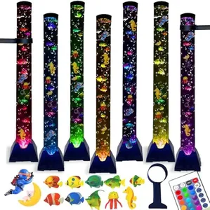 Sensory Bubble Lamp with Bracket for Kids: 4 FT Bubble Tower Fish Tube - 16 Color Adjustable 10 Fake Fish - Autism ADHD Friendly Ideal Gifts for Boys Girls