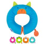 Trunki Kid's Travel Neck Pillow and Chin Rest | Support Sleepy Heads in the Car Seat, Plane, Bike or Pram | Yondi SMALL Bert (Blue)