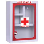 Plantex Metal with Multi Cabinets First Aid Box for Home/Emergency Medical Box/Medicine Box/Office,School Use with Lock - (Red and White) - (36 X 26 X 13 Cm/XL) - Big Size Rectangular Wall Mountable