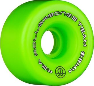 RollerBones Team Logo Recreational Roller Skate Wheels (Set of 8), Green, 62mm