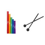 Boomwhacker Tuned Percussion Tube Sets Chromatics Set & Percussion Plus PP064 Rubber Beaters for Chime Bars or Slit Drums - Soft