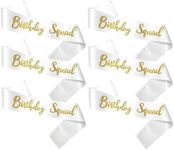 Ashaqshnglee Birthday Squad Sash, 6 Pieces White with Gold Glitter Letter Birthday Gift Sashes Set for Women Funny Party Favors Decorations for 16th 18th 21st 25th 30th 40th 50th or Other Bday