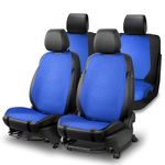 Auto Dynasty Protex Series Car Seat Covers, Breathable Woven Polyester Automotive Seat Covers for Cars SUV Pick-up Truck Sedan, Universal Anti-Slip Driver Seat Cover, Blue Full Seat Covers