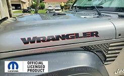 Decal Mods Wrangler Hood Graphic Decals Stickers fits Jeep Wrangler JK & JL (2007-2024) Black Red Outline (Set of 2) FJ3Y7