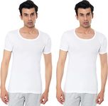 VIP Bonus Men's Half Sleeves Cotton Regular Fit Vest (Large, White, Pack Of 2)