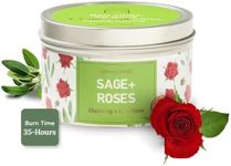 Magnificent 101 Long Lasting Sage + Roses Scented Candle | 6 Oz - 35 Hour Burn | Paraffin Free Soy Candle for House Energy Cleansing, Positive Romantic Aura & Manifestation