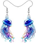 DUOWEI Novelty Great White Shark Acrylic Earrings Anime Jellyfish Turtle Dangle Jewelry Sea Animals Gifts | Double Sided Pattern (Jellyfish B)