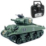 Fisca RC Tank 15 Channel Remote Control 1:20 USA Sherman M4A3 Main Battle Tank Model Shoots AirSoft & bbs