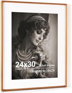 24x30 Poster Frame, USA-Sourced Teak Wood Picture Frame with HD Tempered Glass, Handcrafted Rounded Corner 24 x 30 Wooden Frames Matted to 18x24 Photos, Horizontal or Vertical Wall Display