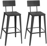 VASAGLE Set of 2 Bar Stools, Bar Height Stools, Tall Bar Stools with Back, Bar Chairs, Steel Frame, Industrial Style, Easy Assembly, Ash Black and Ink Black ULBC078B02