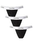 Calvin Klein Men Thongs Cotton with Stretch Pack of 3, Multicolor (Black, Black, Black), L