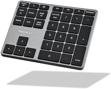 Macally Bluetooth Number Pad for Laptop - Slim Aluminum Design - Rechargeable Wireless Numeric Keypad - 35 Key Numpad Keyboard for Data Entry - for Mac, MacBook Pro/Air, iPad, iPhone, iOS, PC, Android