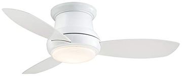 Minka-Aire F518L-WH, Concept II LED White Flush Mount 44" Ceiling Fan with Light & Remote Control