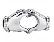 LSDesigns I Love You Heart Hands Charms 925 Sterling Silver Crystal Bead fits Pandora Moments Women's Charm Bracelet - Birthday Gifts for Her Mum Nan Nana Sister Daughter Wife Girls