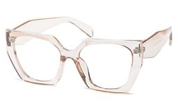 SOOLALA Womens 54mm Oversized Square Frame Computer Reading Glasses, Champange, 4.0