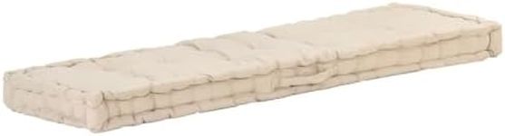 vidaXL Cotton Pallet Sofa Cushion - 120X40X7cm Floor Cushion in Beige, Comfortable Seating & Relaxation, Stylish Outdoor Decor