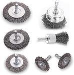 Double Elite Wire Brush for Drill Set 7 Pcs, Abrasive Wire Wheel for Drill 1/4 Inch Hex Shank, Wire Cup Brush for Drill, Drill Wire Brush Coarse Crimped Carbon Steel, Wire Brush Drill Attachments