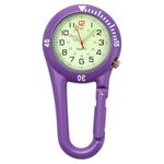 VOSO Clip on Carabiner Luminous Face FOB Watch Digital for Doctors Nurses Paramedics Chefs Sport Unisex Men Women (Purple)