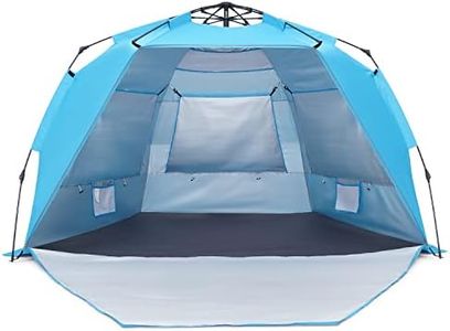 SweetBin Pop Up Beach Tent, Portable Beach Folding Sun Shade Shelter, UPF 50+ Protection, Easy Setup and Carry, Double Silver Coating with 3 Ventilation Window, Large Size Perfect for Family 4 People