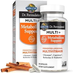 Garden of Life Dr. Formulated Multi+ Metabolism Support - Fermented Liposomal Multivitamin + Chromax, Capsimax, Berberine & Probiotics - 30 Capsules