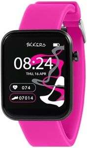 Tikkers Kids Series 13 Smart Watch with Fitness Tracker, Alarm Clock, Camera, GPS Connection, Heart Rate Monitor, Step Counter, Touch Screen, Pink Silicone Strap