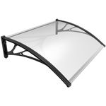 VOUNOT Front Door Canopy Outdoor Awning, Rain Shelter for Back Door, Porch, Window, 120 x 80 cm, Black