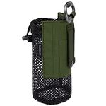 BASSDASH Tactical Molle Water Bottle Pouch with Carabiner Foldable Mesh Holder Bag for Travel Fishing Hunting Hiking Outdoor Activities