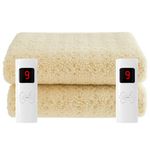 Sweet Dreams Electric Heated Blanket King Size Mattress Cover, Soft Fleece, 9 Heat And 9 Timer Settings Dual Controller Washable, Width 152cm x Length 203cm (King)