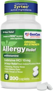 GenCare - Cetirizine HCL 10 mg (200 Caplets) - 24 Hour Allergy Relief Pills - Non Drowsy Generic OTC Allergy Medication - Antihistamine Medicine for Sneezing, Runny Nose & Itchy Eyes - Generic Zyrtec