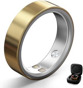 Bryzova Smart Ring | No Subscription, Heart Rate & Blood Oxygen Monitoring, Sleep & Women’s Health Tracking, AI Health Advisor, IP68 Waterproof Fitness Ring for Android & iOS (Gold, 8#)