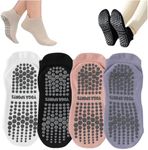 ZANZER Pilates Grip Socks Yoga Socks with Grips for Women, Non-Slip Athletic Socks for Ballet, Dance, Workout, Hospital (Standard, Black, white, pink, purple)