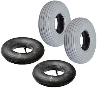 AlveyTech 3.00-4 (10"x3") Mobility Tire and Inner Tube Sets with Ribbed Tread (Set of 2)