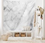 ABAKUHAUS Marble Tapestry, Granite Surface Motif Sketch Nature Effect and Cracks Antique Style Image, Fabric Wall Hanging Decor for Bedroom Living Room Dorm, 58 W X 43 L, Grey Dust White