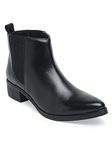 TEAKWOOD LEATHERS Leather Mid Top Classic Chelsea Boot Shoes for Women (Black)