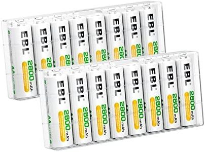 EBL 16 Pack AA 2800mAh Rechargeable Batteries with Battery Storage Case - UL Certified