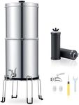 CO-Z Gravity-Fed Water Filter System with Stand, 8.5 L Water Filtration System, Stainless Steel Gravity Water Purifier with 2 Carbon Filters, Chamber Stand & Water Spigot, NSF/ANSI 42 Certification