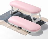 MUSILAN Nail Arm Rest, Foldable PU Leather Nail Hand Rest For Nails Tech with PVC Table Mat, Soft Hand Rest for Acrylic Nails/Nail Hand Pillow for Manicure Salon Use Pink