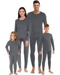 Jadive Thermal Underwear Set Full Family Winter Long Thermal Underwear Fleece Lined Base Layer Set for Women Men Boys Girls (XL,Gray,Boy)